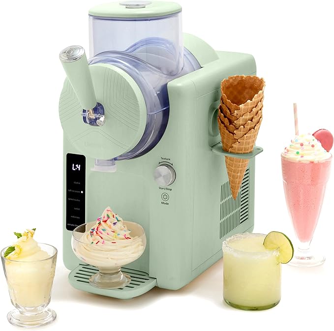 GreenPan Frost Ice Cream Machine & Frozen Drink Maker, Soft Serve, Slushie, Sorbet, Milkshakes & Cocktails, No Freezer Needed, 7 Textures, Quiet & Rapid, Easy Clean, Family Size, Pistachio Sage