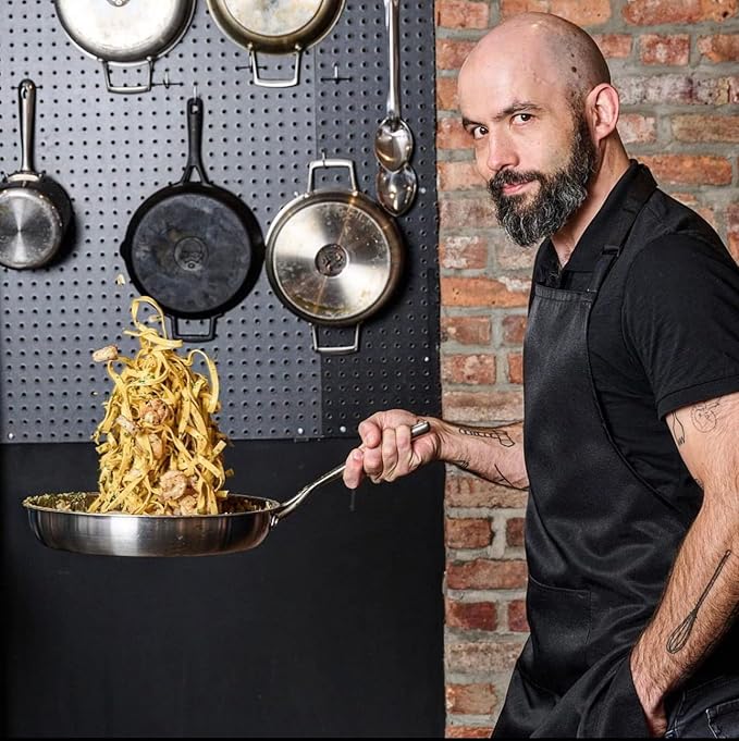 Babish 12 Inch Stainless Steel Triply Professional Grade Fry Pan w/Stainless Lid