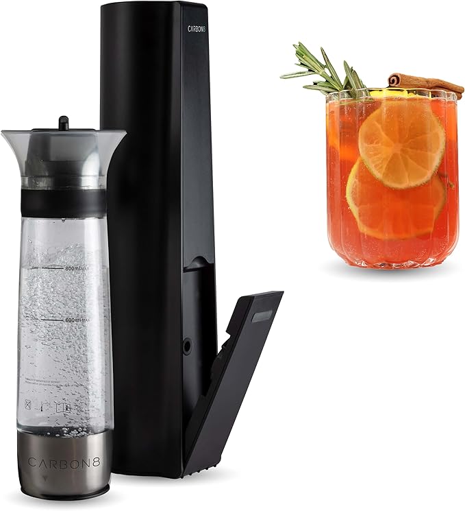 The Carbon8 Pulse Soda Maker Machine, Premium OmniFizz Sparkling Water Maker, Seltzer & More, Soda Stream Machine for Home, Water Carbonator, Fizz Infuser (CO2 Cylinder Not Included), Black