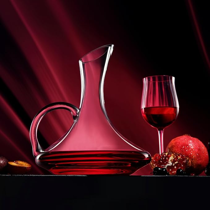 Wine Decanter 1500ml/52oz Elegant Red Wine Carafe Decanter, Hand Blown Lead-Free Crystal Glass Wine Carafe for White and red Wine, Bottle Gift and Wine Accessories（with Battle）