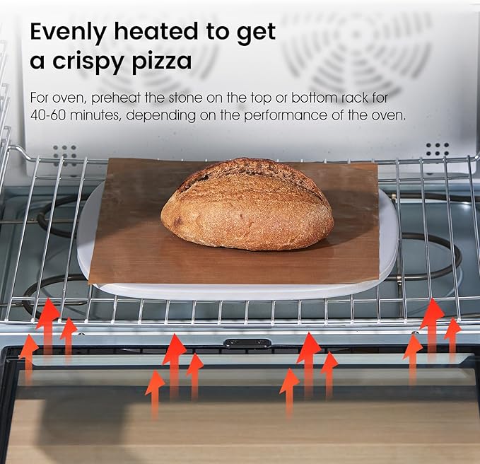 Pizza Stone, 12" x 11" x 0.47" Ceramic Coating & Cordierite Pizza Stones for Oven Grill BBQ, Heavy Duty Non Stick Baking Stone for Pizza & Bread, Unique Shape Design Grilling Stone (Gray)