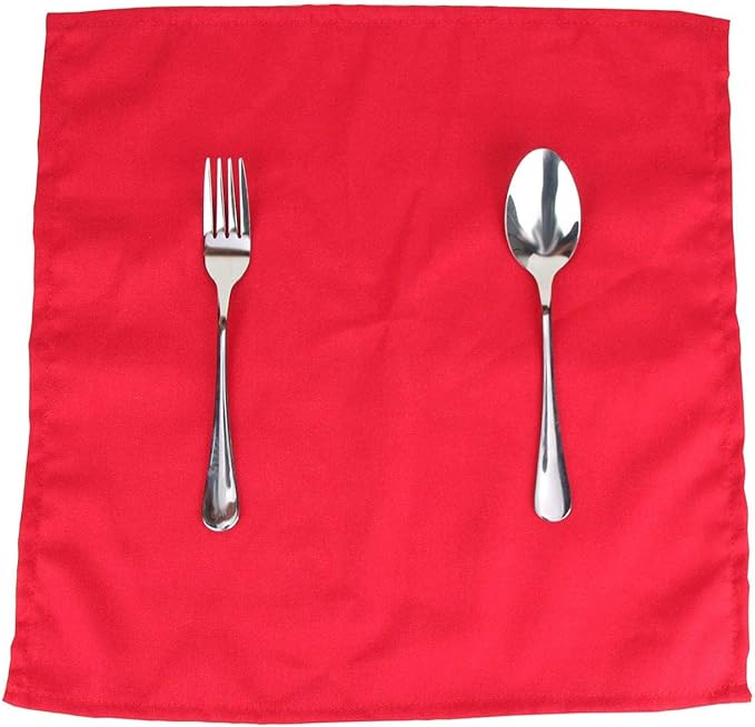 Solid Color Linen Cotton Thin Dinner Cloth Napkins - Set of 12 (40 x 40 cm) - for Xmas Thanksgiving Fall Use (Red)