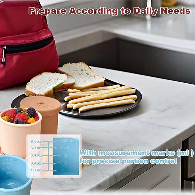 4 Pack 8.5 oz Silicone Food Containers for Kids, Reusable Baby Snack Fruits Container with Lids, Leak Proof Silicone Food Storage Containers Kids Small Lunch Box BPA Free for Daycare School Travel