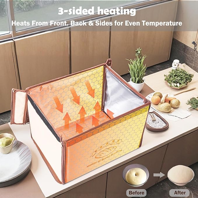 Bread Proofing Box with 50-113℉ Temp Control & 48H Timer - Folding Dough Proofing Box with Metal Rack Warming Foldable Proofer for Sourdough, Bread Baking, Pizza, Yogurt