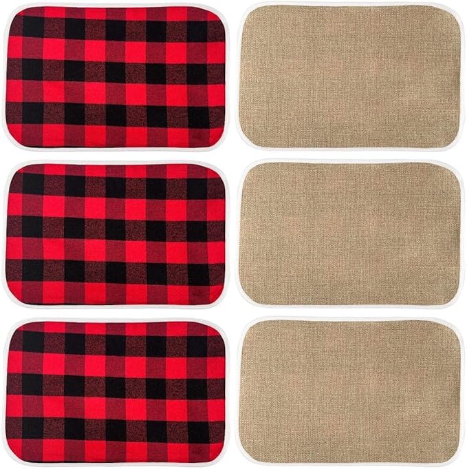 Christmas Placemats 6 Pcs Buffalo Check Placemats Red Black Plaid Reversible Place Mat for Holiday Home Table Christmas Decoration