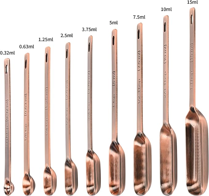 Copper Measuring Cups and Spoons Set 17 for Dry & Liquid, Metric & Us Stainless Steel Measuring Cups and Spoons Set with Leveler for Kitchen & Baking with 3/4 & 2/3 Measurer Cup