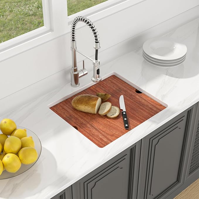 Lordear 21 Undermount Kitchen Sink -21x19 Inch Undermount Bar Sink Stainless Steel 16 Gauge Ledge Workstation Handmade RV Camper Mobile Home Kitchen Sink Basin with Full Cover Cutting Board