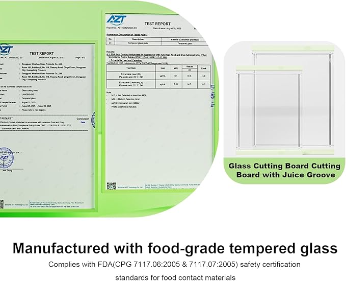 Tempered Glass Cutting Board Set for Kitchen Counter - Dishwasher Safe with Juice Grooves, Non-Slip Silicone Edges & Beveled Grip - 16"x12" & 12"x8" Serving Tray (Green)