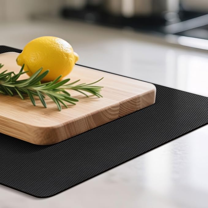 Upgraded 10” x 15” Non-Adhesive Non-Slip Cutting Board Mat, Multi-Purpose Non-Slip Pad for Chefs & Home Cooks, Safety Grip Mat Under Kitchen Cutting Boards, Drawer Liners (Black, 1 Pack)
