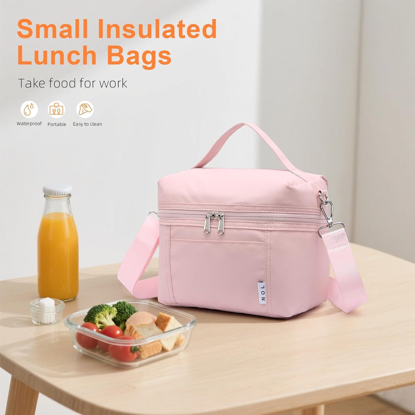 NOL Natural Organic Lifestyle Insulated Lunch Bags for Women Cooler Bag Lightweight Nylon Waterproof Lunch Box For Work