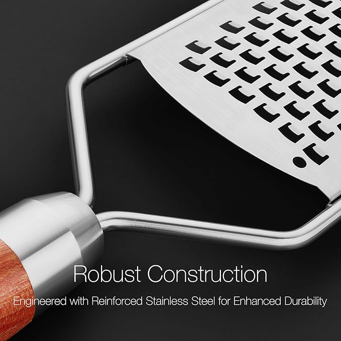 KULUNER Professional-Grade Lemon Zester with Ultra-Coarse Blades, Heavy-Duty Cheese/Vegetable Grater, Solid Wood Handle Design - Rust-Resistant Durable, Essential Kitchen Tool (A1)