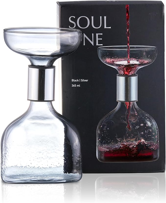 SOUL ONE Wine Decanter, Personal Portable Decanter(365ml), 100% Lead-free, Wine Gift, Wine Accessories, for Business Trip, Picnic,Sharing with Friends and Solitary Moment