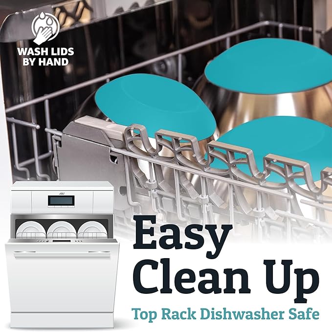 Priority Chef 6Pc Large Mixing Bowls With Lids Set with Non-Slip Bases, Stainless Steel Mixing Bowl Set, 6 Airtight Lids and 3 Graters, Turquoise