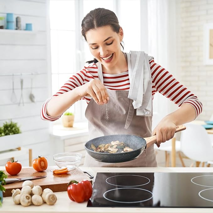 VOTTGO 31 Pcs Pots and Pans Set Non Stick, Black Granite Induction Cookware Set, Non Toxic Healthy RV Kitchen Cooking Set with Silicone Tools and Pot Protectors, PFOA PFOS PFAS Free