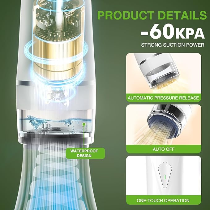 Handheld Vacuum Sealer with Visible Water Tank –Spill-Proof, One-Touch Operation, Vacuum Sealer Machine with 30 Reusable Bags for Kitchen, Camping, or Travel (Snow white)