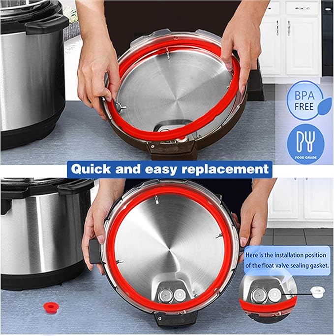 2 Pack Sealing Ring 3 Qt for Instant Pot Sealing Rings With 2 Float Valve Caps for MiNi 3 Qt Insta Pot, Food-Grade Silicone Instantpot 3Qt Sealing Ring, for InstaPot 3 Qt, Red, Clear