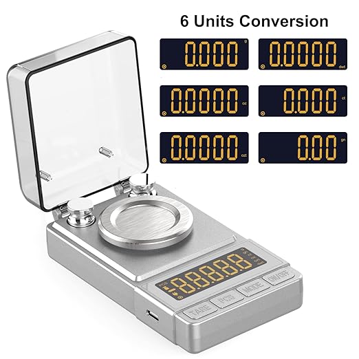 MAXUS Milligram Scale 100g/0.001g Sliver, Mg Scale with 20g Calibration Weight and Accessories, Sliver Powder Scale for Reloading