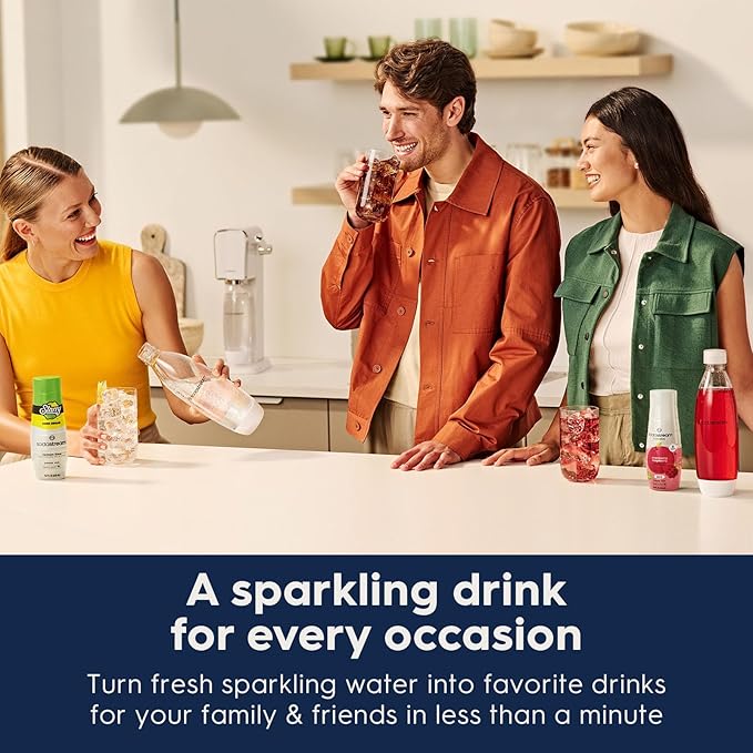 SodaStream - ART Sparkling Water Maker | VALUE BUNDLE | CQC CO2 system | Includes 2x CO2 Cylinders, 2x 32 Fl Oz Dishwasher Safe Bottles, 2x Bubly Flavor Drops | Combine with Flavors | Mandarin Red