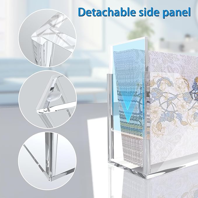 Acrylic Guest Towel Napkin Holder for Table, 2pcs Clear Disposable Hand Towel Holder for Bathroom, Washbasin Side Waterproof Tissue Dispenser for Home, Kitchen, Restaurant and Hotel