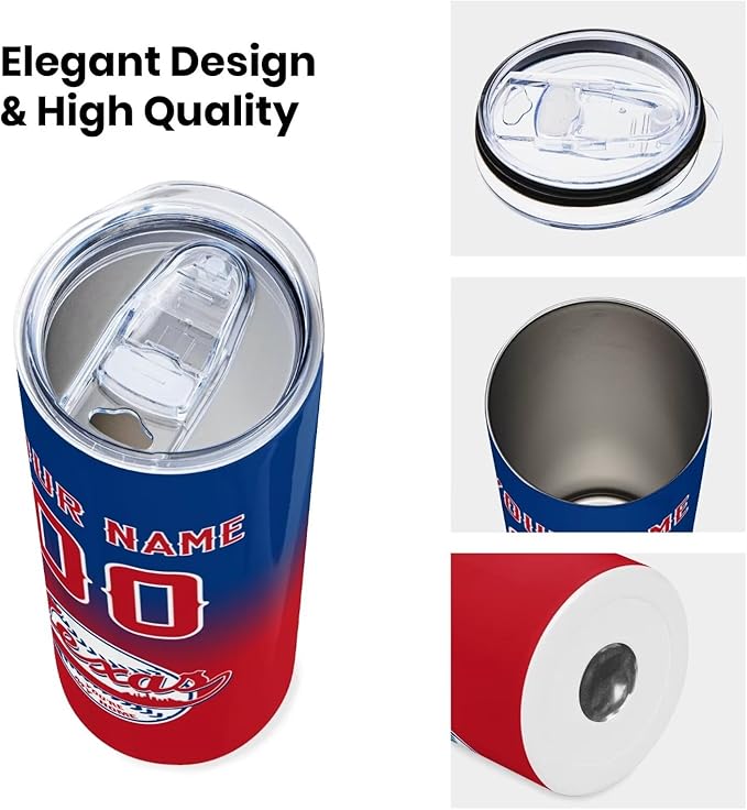 Custom Tumbler Stainless Steel Cup Personalized Baseball Vacuum Insulation Travel Mug Add Your Name Number Fans Gift for Baseball Fans