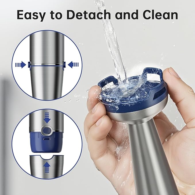 Immersion Blender Handheld Corded Hand Blenders Set 1100W, Trigger Variable Speed 5 in 1 Stick Emulsifier with Chopper, Whisk and Frother for Soup, Baby Food and Smoothies, Navy Blue