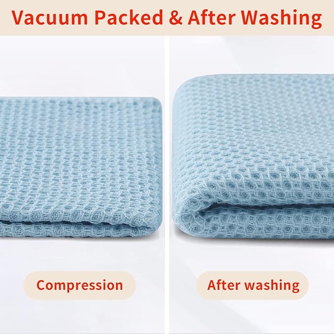 Homaxy 100% Cotton Waffle Weave Kitchen Dish Cloths, Ultra Soft Absorbent Quick Drying Dish Towels, 12 x 12 Inches, 6-Pack, Sky Blue
