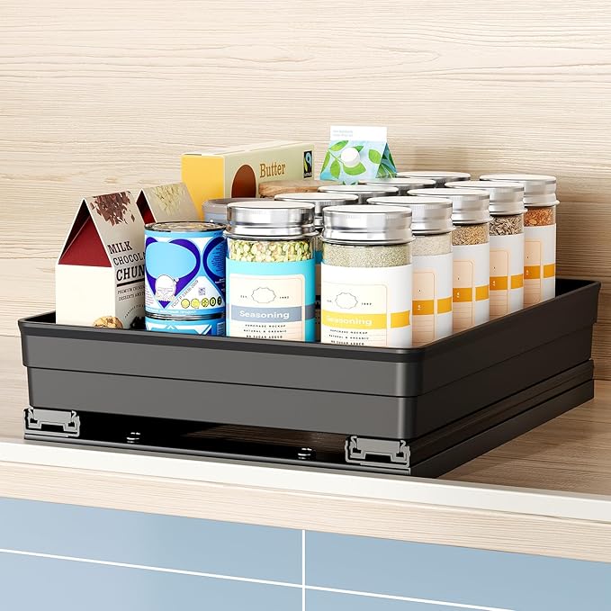 Nieifi Spice Organization for Cabinet-Vertical Spice Rack Pull Out-Spice Rack Organizer for Cabinet-8-1/4 inch Wide-Seasoning Kitchen Organizer-8.26" W x 10.6" D x 2.7" H-1 Pack