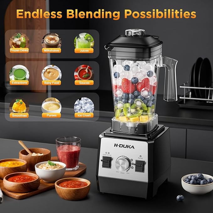 Smoothie Blender, 1400 Watt Powerful Blender for Smoothies, 64oz Capacity Countertop Blenders for Kitchen with BPA Free Container, Ice Crushing, Frozen Drinks, Puree, Protein Shakes