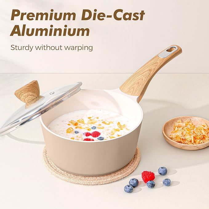 SENSARTE Ceramic Pots and Pans Set Nonstick, Kitchen Cookware Sets, 14-Piece Induction Cookware, Non-toxic Healthy Non Stick Cooking Set, with Frying Pans Set, PFAS PTFE PFOA PFOS Free