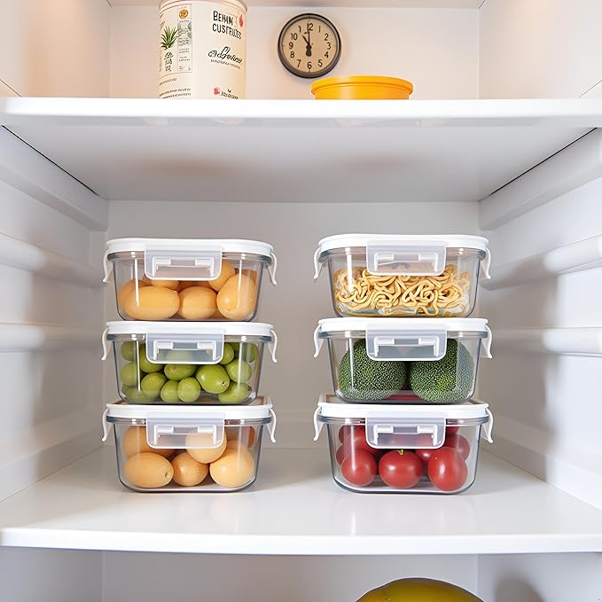 2 Cup Square Glass Food Storage Containers, Small Square Storage Containers With Airtight Lids Leak-proof, BPA free 16oz Glass Meal Prep Bowls, Dishwasher, Microwave, Freezer Safe (White)