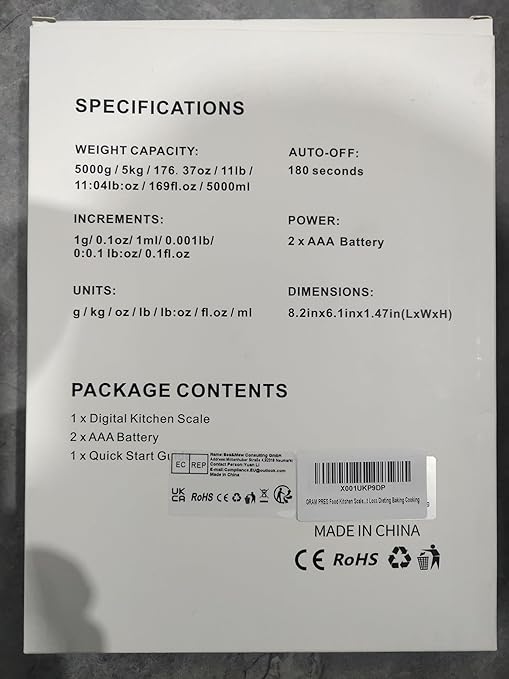 Food Kitchen Scale Digital Weight Grams and Oz with IPX6 Waterproof，Professional Digital Kitchen Food Scale 11lb/0.01oz with LCD Display for Weight Loss Dieting Baking Cooking