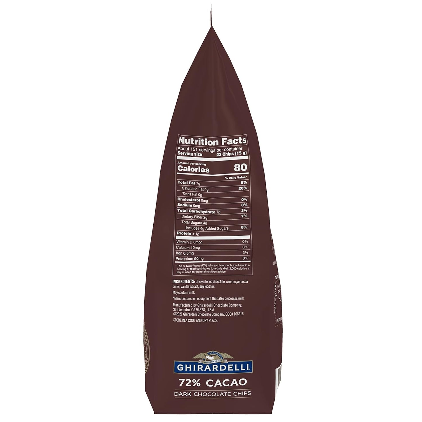 Ghirardelli Chocolate Company 72% Cacao Dark Chocolate Chips, 5lb. Bag (Pack of 1)