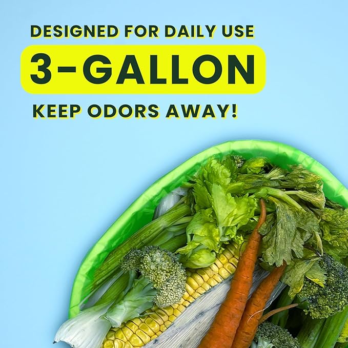 Compost Bags, 3 Gallon Compostable Food Scrap Bags Handle Tie,200 Count (Pack of 2),Certified by BPI and ASTM D6400