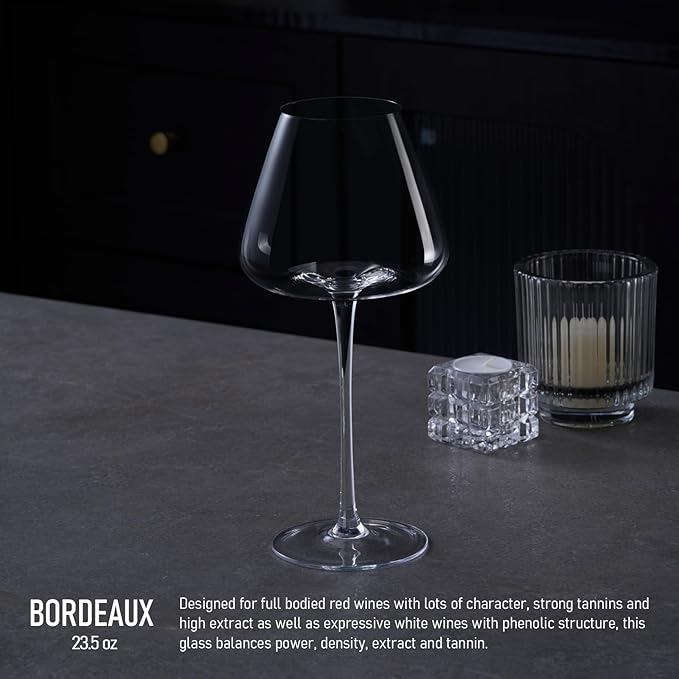 23.5OZ Crystal Wine Glasses Set of 4 for Pinot Noir, Burgundy, Bordeaux, Large Lead-Free Crystal Glasses with Unique Bottom Design