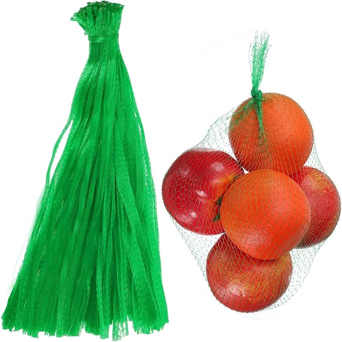 uxcell 100PCS Reusable Mesh Produce Bags, 15.7 Inches Egg Hatching Bags Washable Breathable Fruit Net Stretchable Mesh Netting Storage for Seafood Vegetable Onion Grocery Shopping, Green