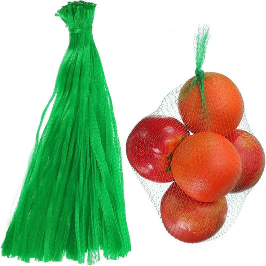 uxcell 100PCS Reusable Mesh Produce Bags, 15.7 Inches Egg Hatching Bags Washable Breathable Fruit Net Stretchable Mesh Netting Storage for Seafood Vegetable Onion Grocery Shopping, Green