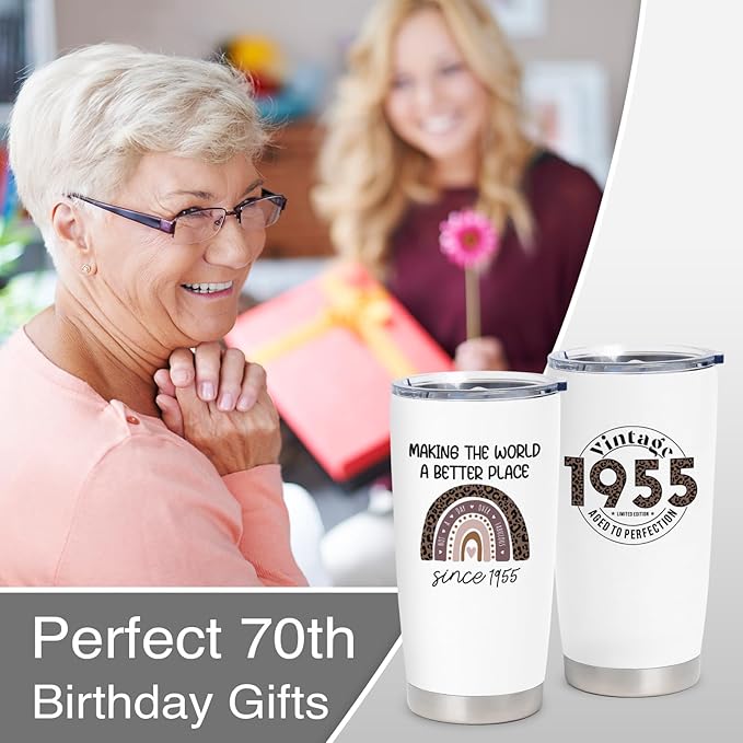 70th Birthday Gifts for Women, 1955 Birthday Gifts, 70 Years Old Birthday Gifts, Best 70th Ever Birthday Gifts, Birthday Gifts for Her Turning 70, Funny 70th Birthday Gifts Ideas 20 oz Tumbler