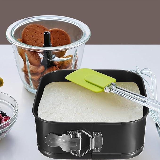 uxcell 7/8/9 Inch Springform Pan Nonstick Cake Pan with Removable Bottom Square Leakproof Cake Baking Pans Molds for Baking, Cheese Cakes, Pizza, Biscuits, Black