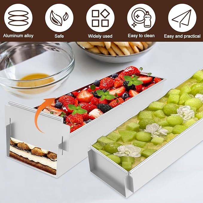 Rectangle Cake Mold, Aluminum Alloy Tiramisu Pan Cake Baking Tray, with Removable Frame Cake Baking Molds for Tiramisu Cheesecake Mousse