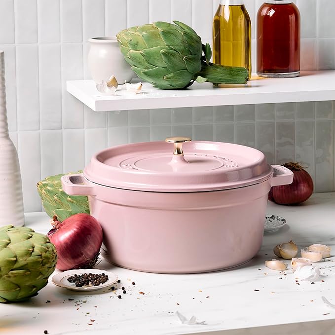 Staub Cast Iron Round Cocotte 5.5-quart-Peony Pink