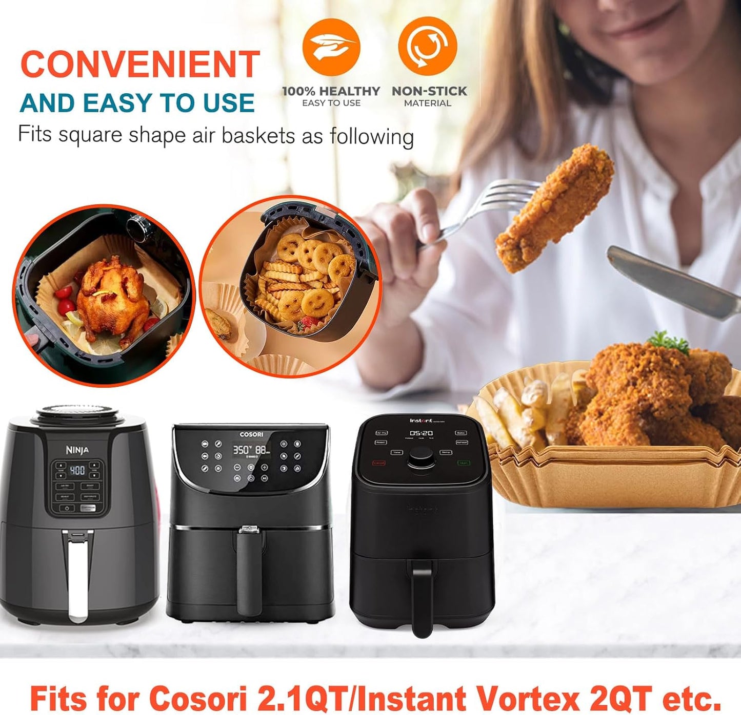 Small Air Fryer Liners, Mini Air Fryer Liners, 2 2.1 2.6 3qt Air Fryer Liners, Air Fryer Liners Disposable 2 qt for Cosori Mini Air Fryer, Instant Vortex Mini, Chefman TurboFry, DASH Tasti-Crisp