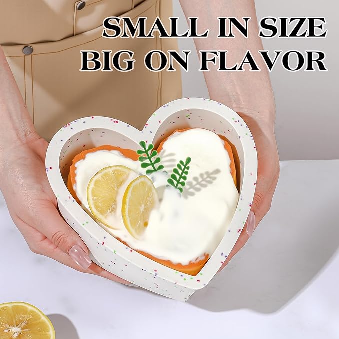 6 Inch Silicone Heart Shaped Cake Pans 2 Pcs Small Heart Cake Pan Set Nonstick Silicone Heart Molds for Baking (Cream)