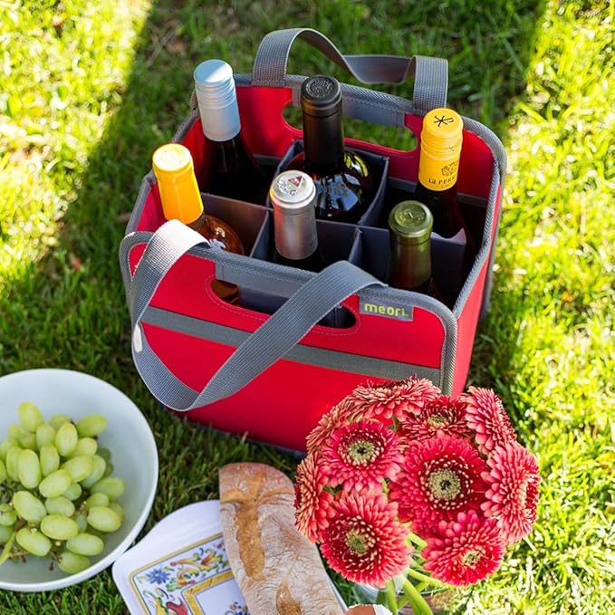 meori 6-Bottle Wine Tote Folding Carrying Bag Great Christmas Gift