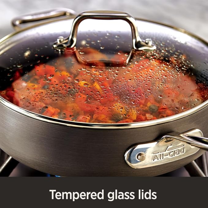 All-Clad HA1 Hard Anodized Nonstick Fry Pan 12 Inch Induction Oven Broiler Safe 500F, Lid Safe 350F Pots and Pans, Cookware Black