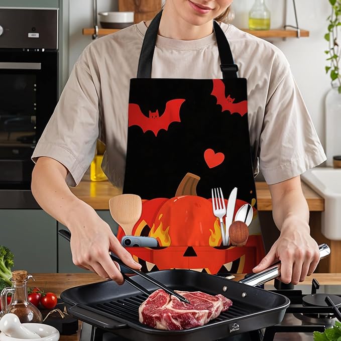 Halloween Apron Home Kitchen Cooking Baking Gardening for Women Men with Pockets waterproof 32x28 inch