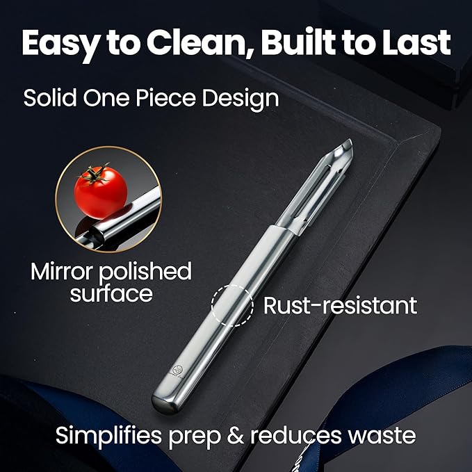 Vegetable Peeler, Ultra Sharp Potato Peeler, Best for Veggie & Fruit, Seamless One-Piece Design, Peel Both Ways - Left & Right-Hand Friendly, Dishwasher Safe, 5-Year Warranty