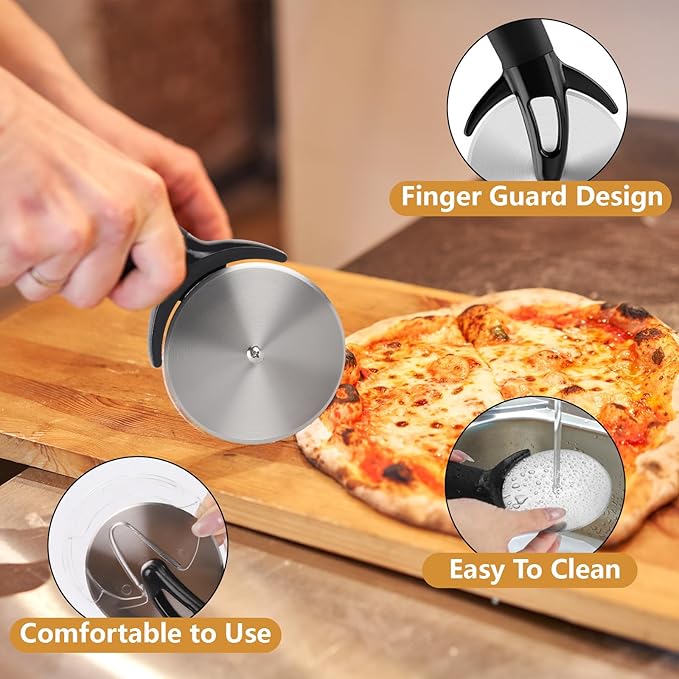 Pizza Cutter, Stainless Steel Pizza Cutter Wheel With Slicer, Sharp Funny Classic Cutters Pizza Slicer with Handle for Pizza Lovers