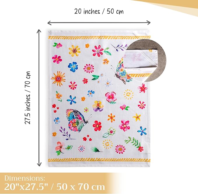Maison d' Hermine Kitchen Towels Set of 3 100% Cotton 27.50" x 20" Reusable Cloth Tea Dish Towels Absorbent with Hanging Loop for Kitchen, Cocktail Parties Spring/Summer (Happy Florals - Sweety)