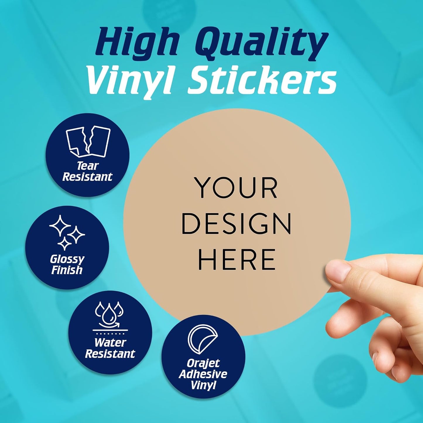100 Custom Vinyl Stickers - Upload Your own Image, Text, Design, Logo - Personalized Logo Labels for Handmade, Packaging, Bottle, Jars, Candle, Brand Stickers (Brown, 6x6)