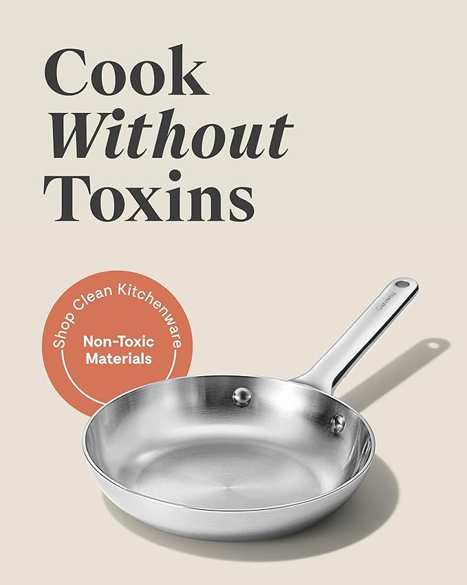 Caraway Stainless Steel Mini Fry Pan - 8 Inch Stainless Steel Frying Pan – Oven Safe & Compatible with All Stovetops – Non Toxic, PTFE & PFOA Free